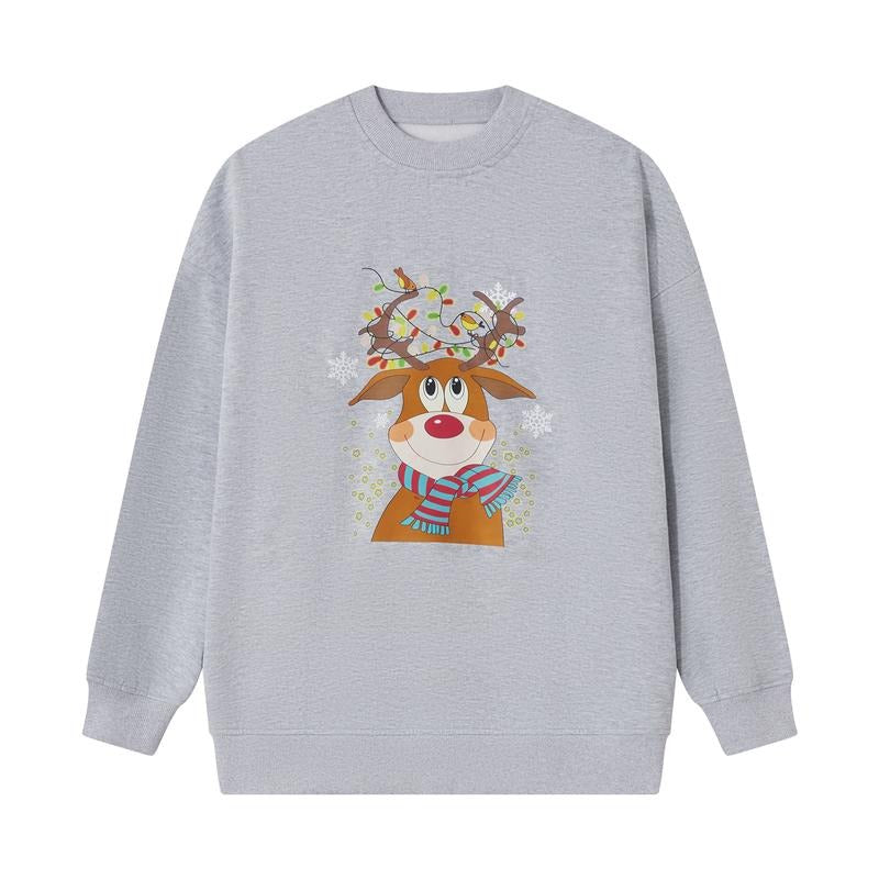 Women's Christmas Sweatshirts Deer Print Crew Neck Pullovers Fall Winter Long Sleeve Casual Tops T-Shirts, Hoodie