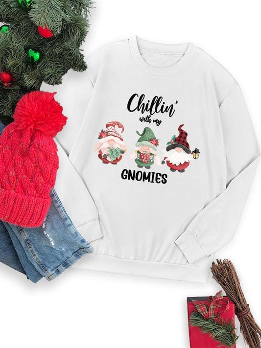 Women's Christmas Themed Cartoon Santa Claus Print Drop Shoulder Sweatshirt, Casual Long Sleeve Round Neck Pullover for...