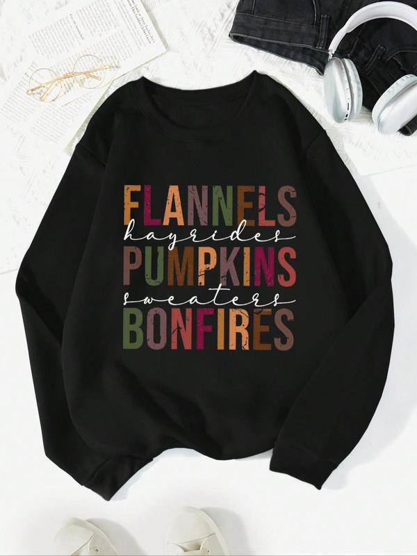 Women's Colorblock Letter Print Round Neck Sweatshirt, Casual Long Sleeve Crew Neck Pullover For Fall & Winter, Women's...