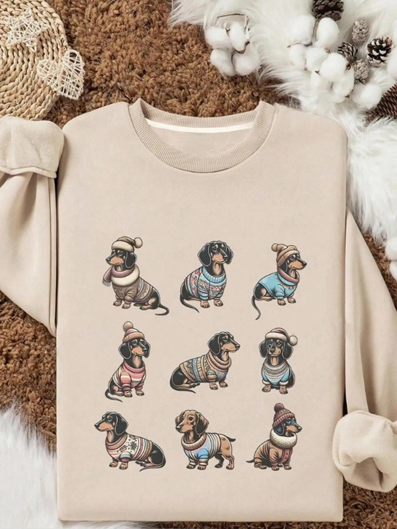 Women's Dog Print Crew Neck Pullover, Casual Long Sleeve Sweatshirt for Spring & Fall, Fashion Women's Top for Daily Wear...