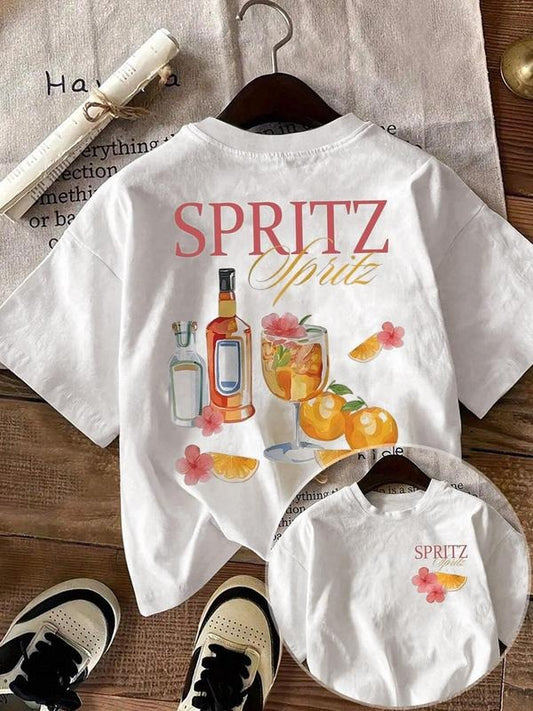 Women's Drink Print Round Neck Tee, Casual Short Sleeve Crew Neck T-shirt for Summer, Fashion Women's Top for Daily Wear...