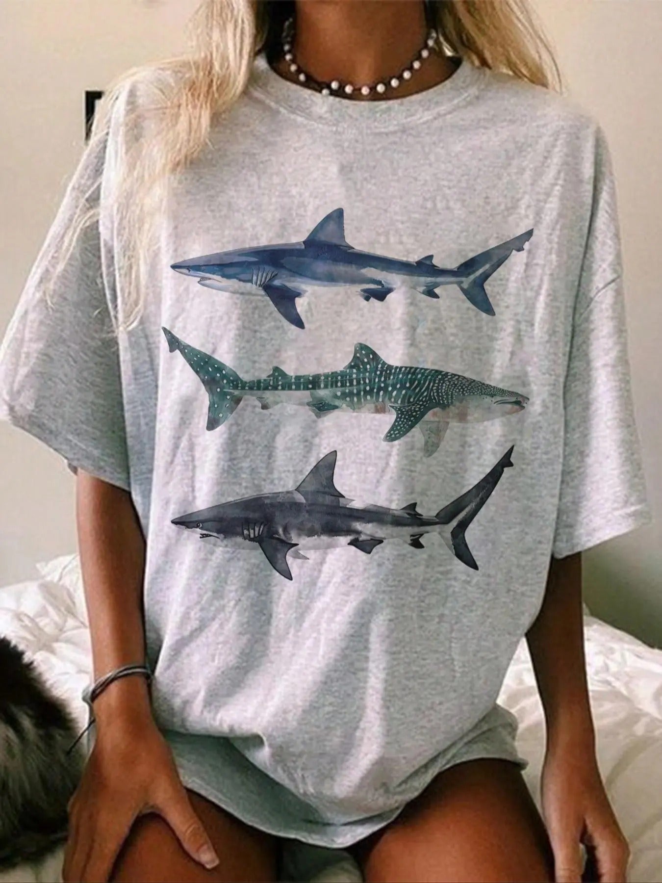 Women's Drop Shoulder Tee, Casual Cute Half Sleeve Round Neck T-Shirt for Summer, Ladies Top for Daily Wear, Graphic Tees...