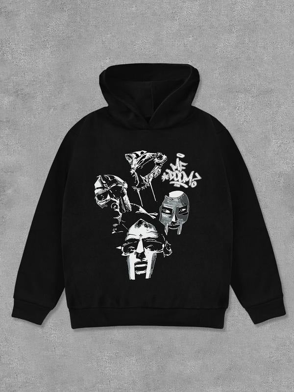 Women's Face Mask Print Hoodie, Fashion Casual Long Sleeve Hooded Sweatshirt for Daily Holiday Outdoor Wear, Women...