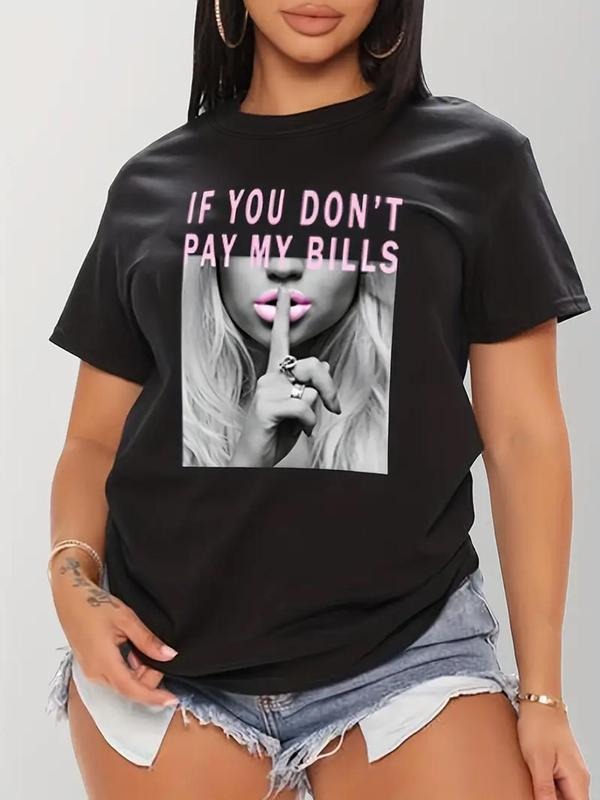Women's Figure Print Round Neck Tee, Streetwear Short Sleeve Crew Neck T-Shirt, Casual Top for Women Hoodie, Sweatshirt