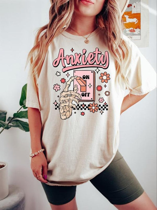 Women's Floral & Letter Print Drop Shoulder Tee, Casual Skeleton Hand Print Half Sleeve Round Neck T-shirt for Summer,...