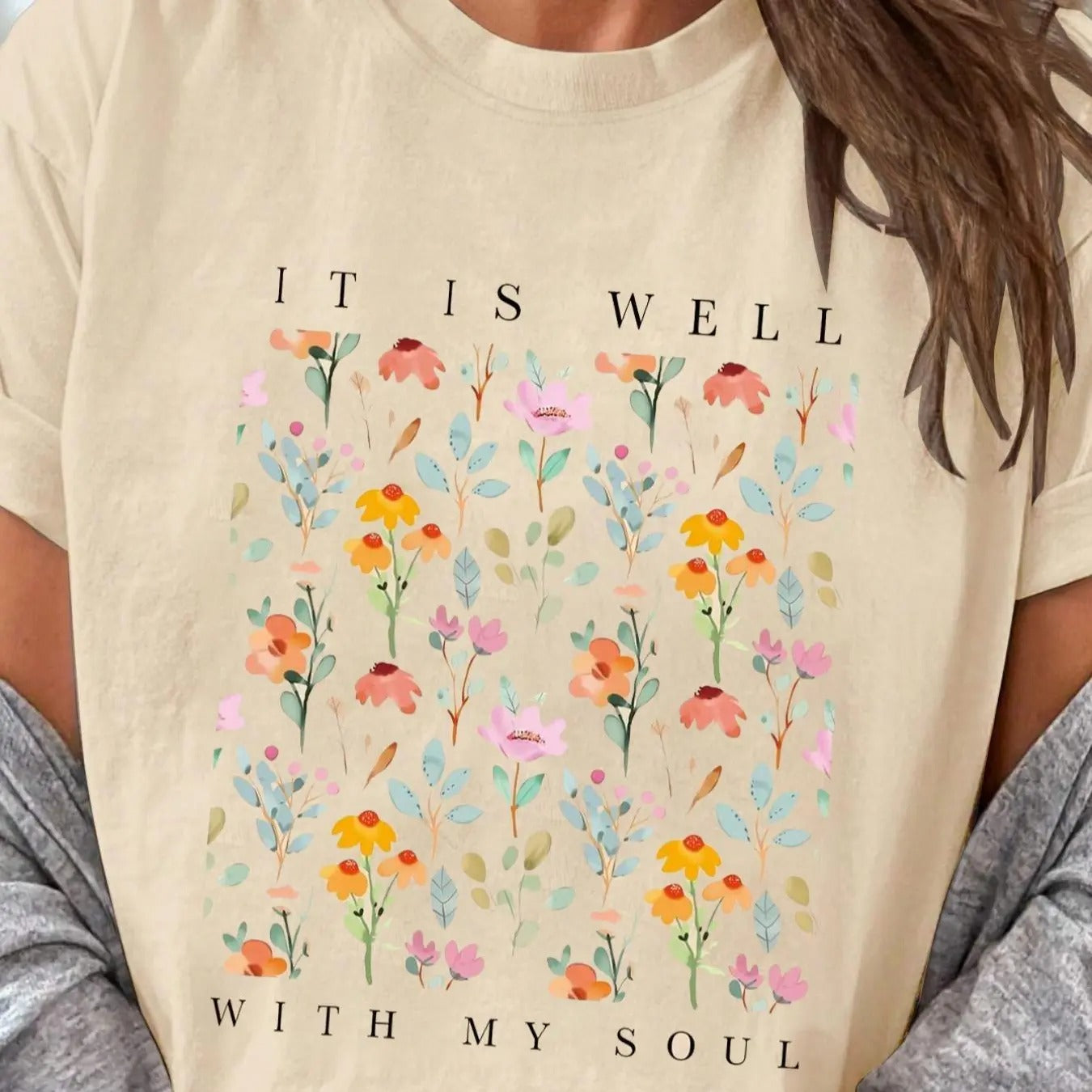 Women's Floral & Letter Print Round Neck Tee, Trendy Casual Short Sleeve T-shirt for Daily Wear, Ladies Summer Outfit...