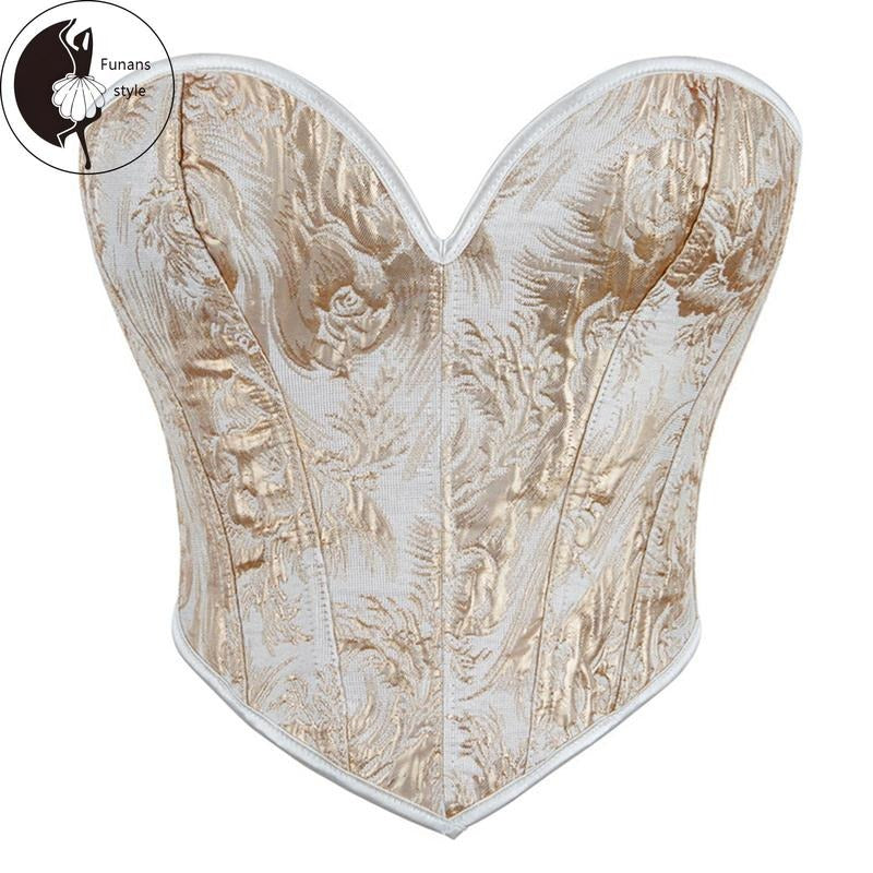 Women's Floral Jacquard Tube Tops Sleeveless Off Shoulder Bustier Tops T-Shirts, Hoodie, Sweatshirt | WearSparks.com