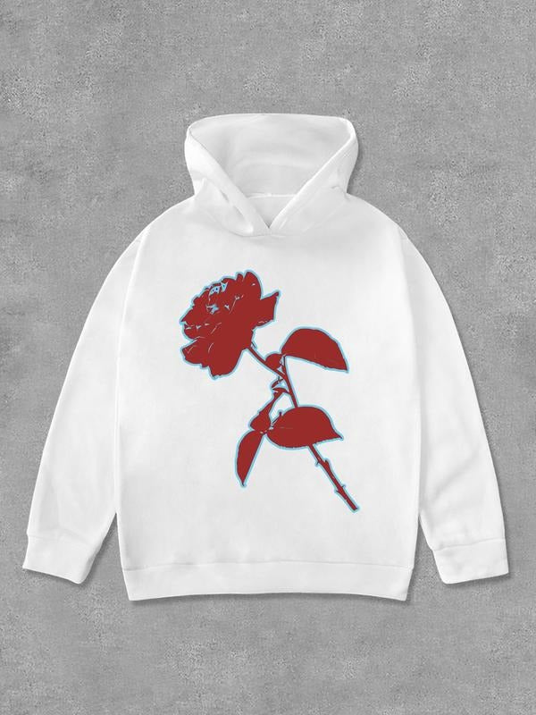 Women's Floral Print Hoodie, Casual Long Sleeve Hooded Sweatshirt for Fall & Winter, Women's Clothes for Daily Wear T-Shirts