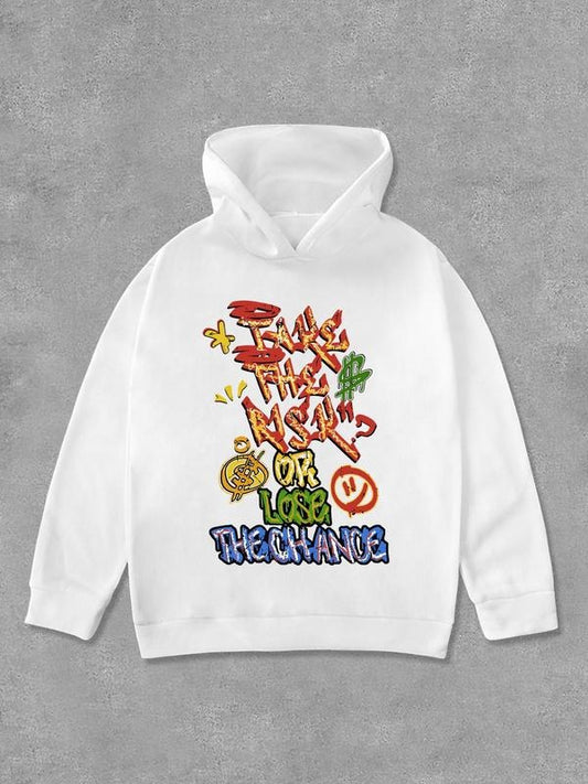 Women's Graffiti Letter Print Drop Shoulder Hoodie, Fashion Casual Hooded Sweatshirt for Daily Holiday Outdoor Wear,...