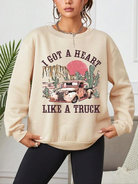 Women's Graphic Drop Shoulder Sweatshirt, Casual Long Sleeve Crew Neck Pullover For Fall & Winter, Women's Clothes For...