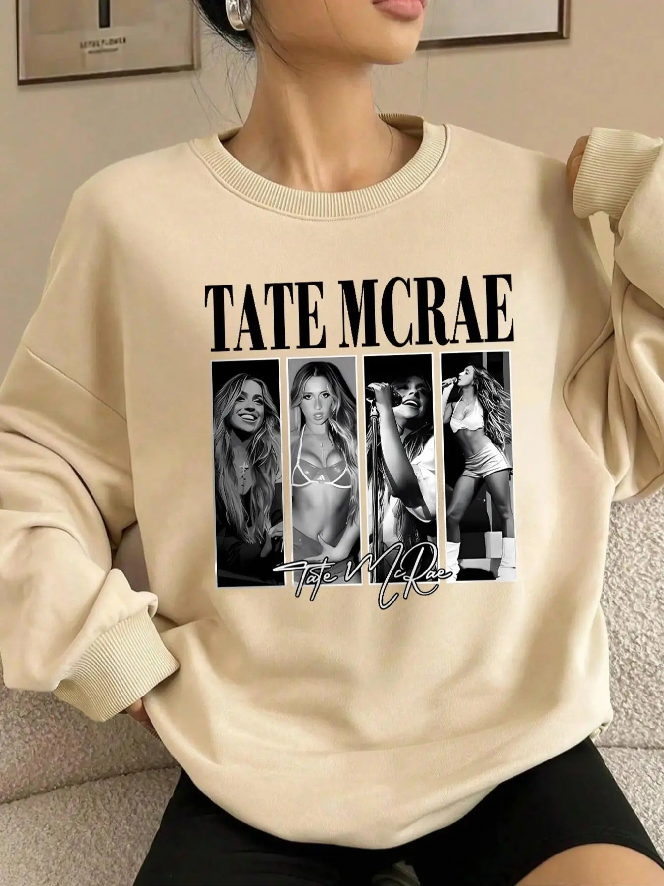 Women's Graphic Print Round Neck Sweatshirt, Casual Long Sleeve Crew Neck Pullover for Daily Wear, Ladies Summer Clothes...