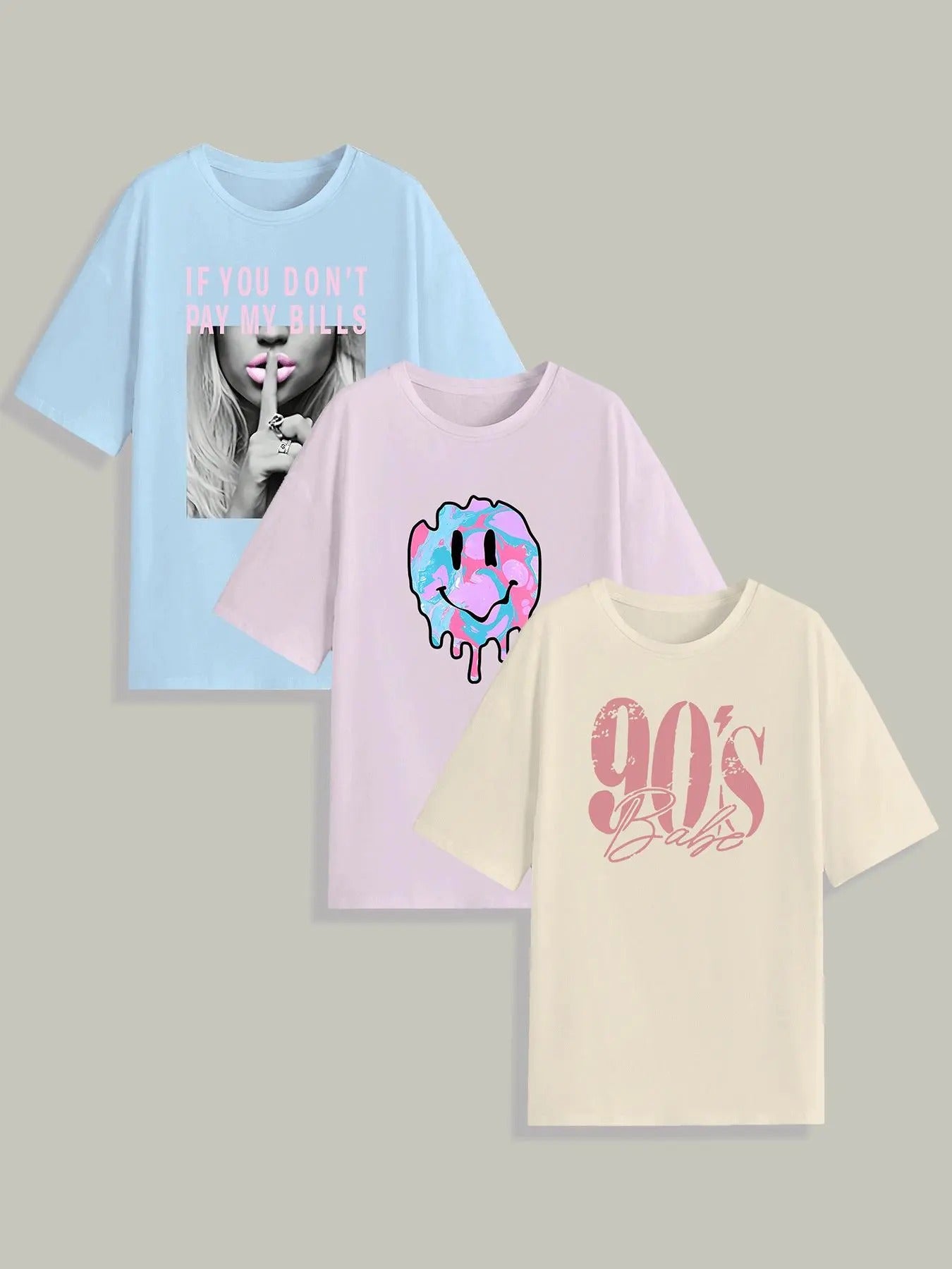 Women's Graphic Print Round Neck Tee, Fashion Casual Drop Shoulder Short Sleeve T-shirt for Daily Wear, Ladies Summer...