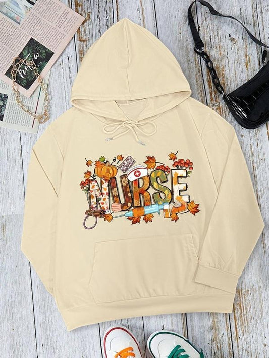Women's Halloween Letter Print Drop Shoulder Hoodie, Fashion Casual Drawstring Pocket Hooded Sweatshirt for Daily Holiday...