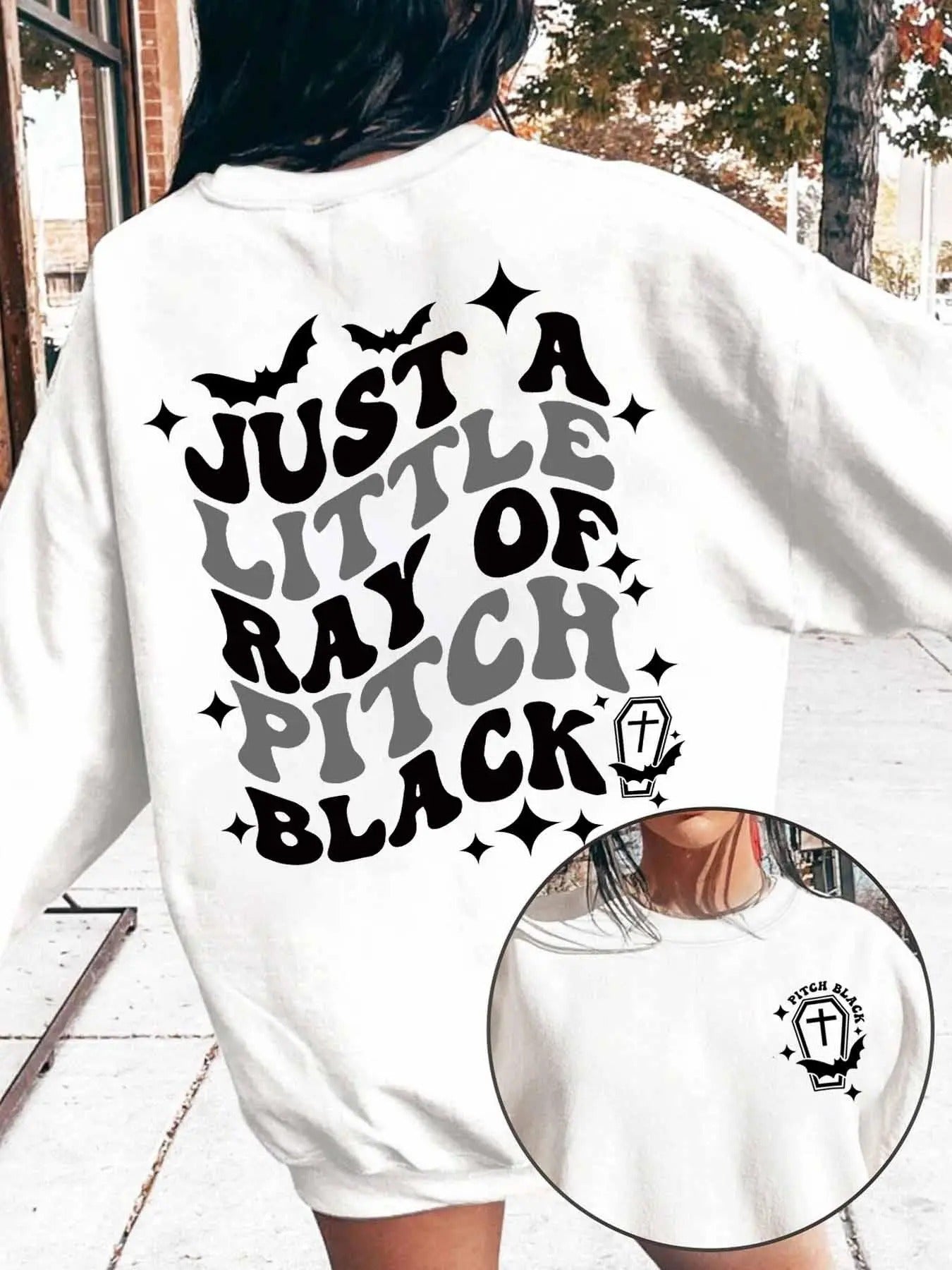 Women's Halloween Themed Letter Print Drop Shoulder Sweatshirt, Casual Long Sleeve Round Neck Pullover for Daily Wear,...