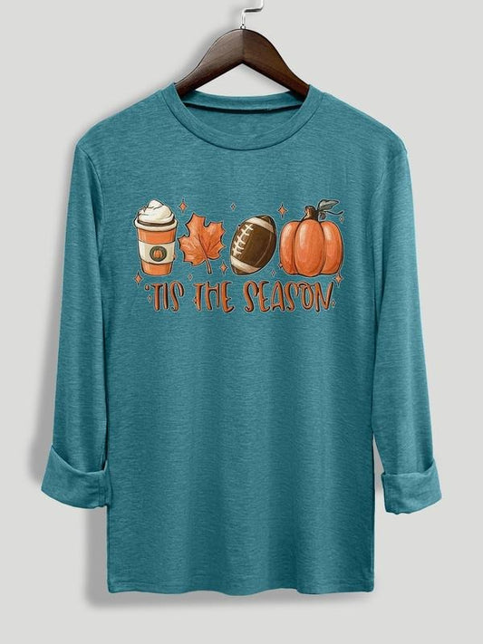 Women's Halloween Themed Letter Print Round Neck Tee, Casual Long Sleeve Crew Neck T-shirt for Daily Wear, Women Clothing...