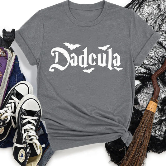 Women's Hallowen Bat & Letter Print Round Neck Tee, Casual Short Sleeve Crew Neck T-shirt for Daily Wear, Ladies Clothing...