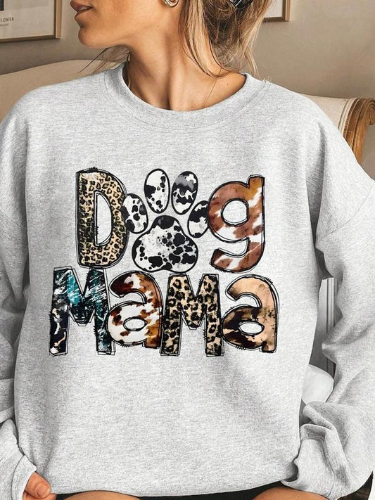 Women's Leopard-Letter Print Round Neck Sweatshirt, Casual Long Sleeve Crew Neck Pullover for Daily Wear, Ladies Clothes...