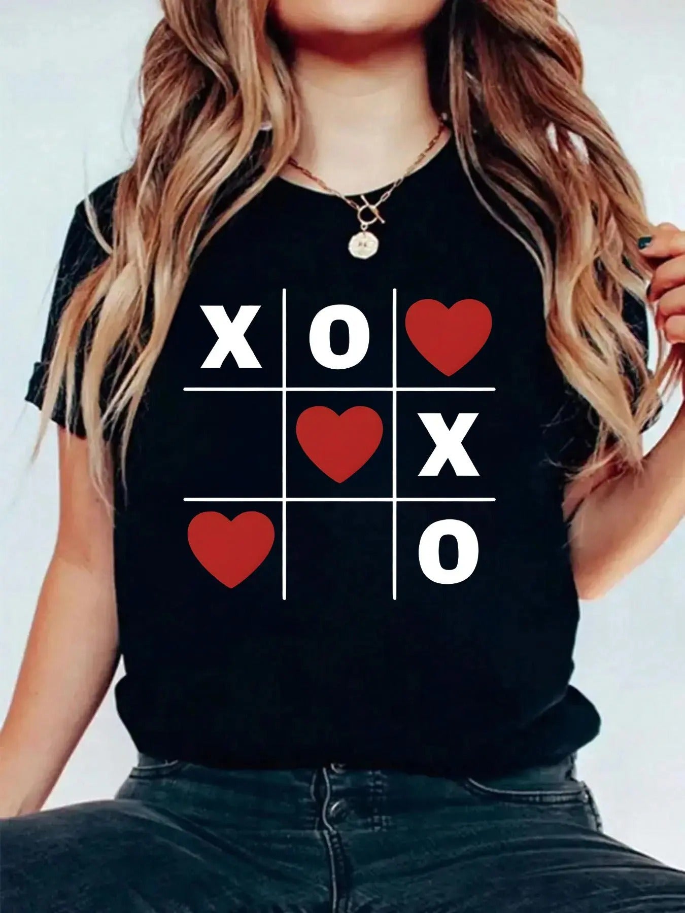 Women's Letter &  Heart Print Round Neck Graphic Tee, Vintage Trendy Casual Short Sleeve T-shirt for Daily Wear, Ladies...