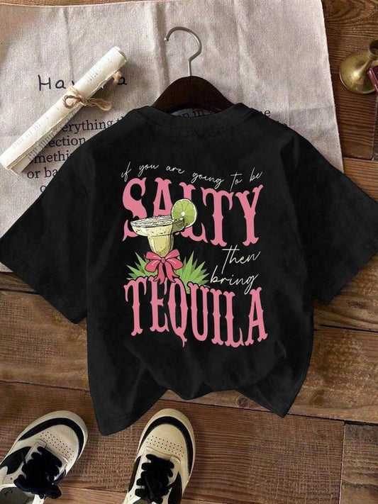 Women's Letter & Drink Print Round Neck Tee, Trendy Casual Short Sleeve T-shirt for Daily Wear, Ladies All Seasons...