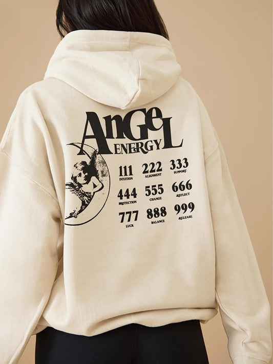 Women's Letter & Figure Print Hoodie, Casual Thermal Lined Long Sleeve Hooded Sweatshirt for Daily Wear, Ladies Clothes...