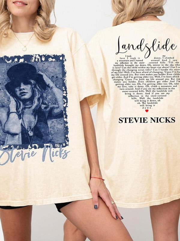 Women's Letter & Figure Print Round Neck Tee, Vintage Trendy Casual Short Sleeve T-shirt for Daily Wear, Ladies Summer...
