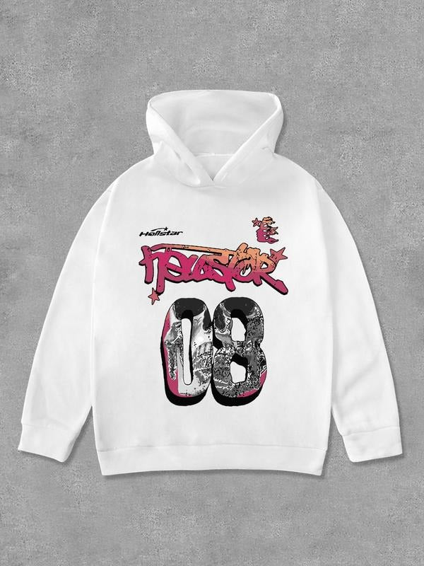Women's Letter & Graffiti Print Hoodie, Fashion Casual Long Sleeve Hooded Sweatshirt for Daily Holiday Outdoor Wear,...