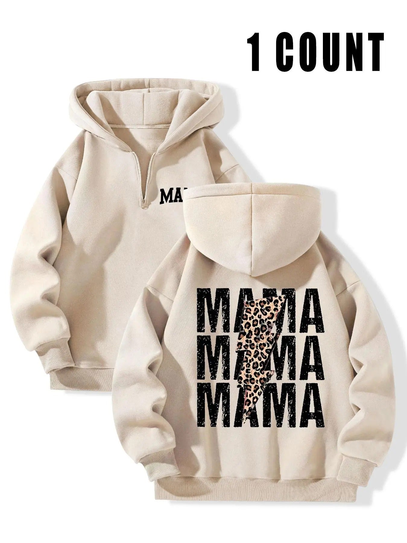 Women's Letter & Leopard Print Hoodie, Casual Trendy Style Cozy Long Sleeve Hooded Sweatshirt for Fall & Winter, Women's...