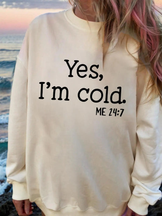 Women's Letter & Slogan Print Drop Shoulder Sweatshirt, Casual Long Sleeve Round Neck Pullover for Fall & Winter, Women's...