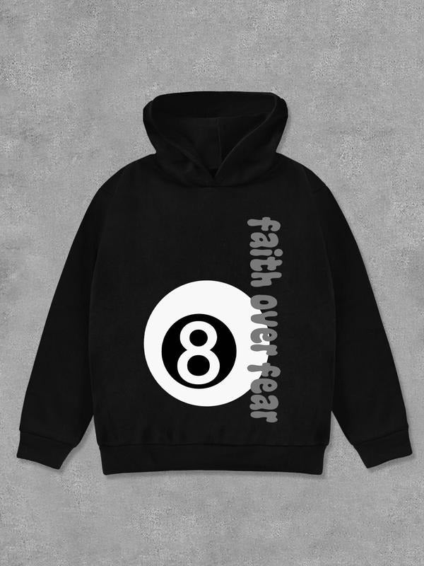 Women's Letter & Snooker Print Hoodie, Fashion Casual Long Sleeve Hooded Sweatshirt for Daily Holiday Outdoor Wear, Women...