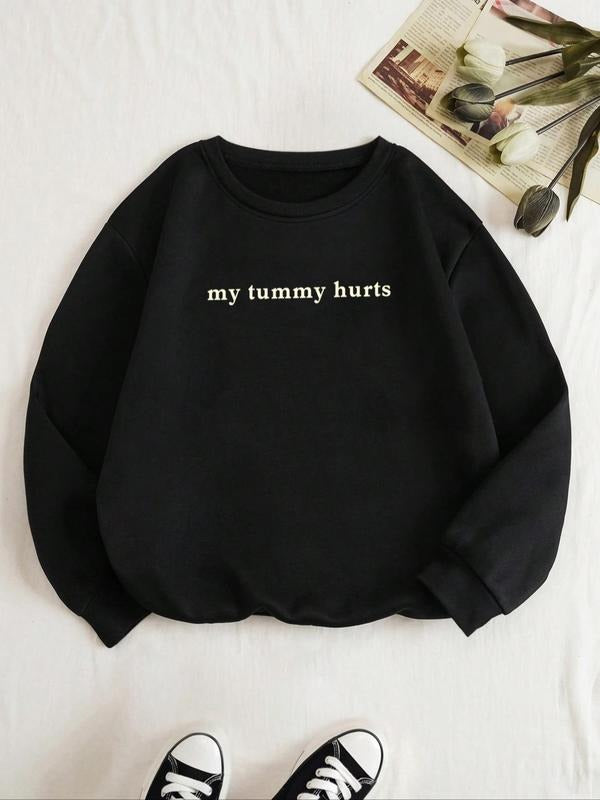 Women's Letter Graphic Print Round Neck Sweatshirt, Casual Long Sleeve Crew Neck Pullover For Fall & Winter, Women's...