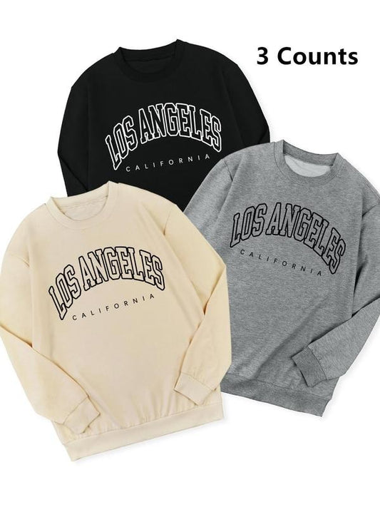 Women's Letter Print Crew Neck Sweatshirt, Casual Long Sleeve Pullover for Daily Wear, Ladies Clothes for All Seasons...