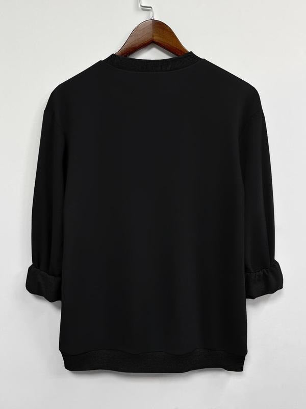 Women's Letter Print Crew Neck Sweatshirt, Casual Long Sleeve Pullover for Daily Wear, Women Clothing for All...
