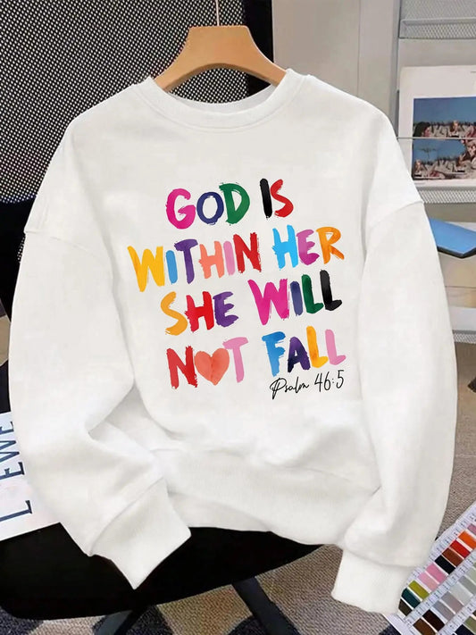 Women's Letter Print Crew Neck Sweatshirt, Casual Long Sleeve Pullover for Fall & Winter, Women's Clothes for Daily Wear...