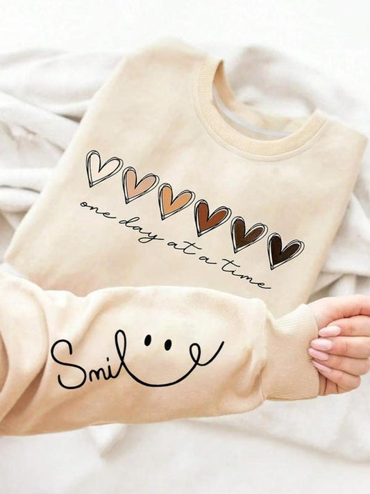 Women's Letter Print Crew Neck Sweatshirt, Casual Long Sleeve Pullover for Fall & Winter, Women's Clothes for Daily...