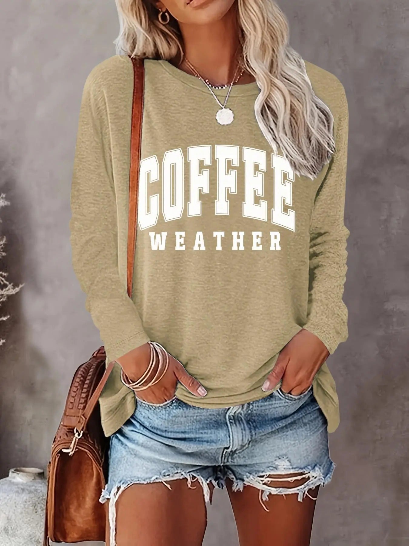 Women's Letter Print Crew Neck T-shirts, Casual Long Sleeve Round Neck T-shirts for Spring & Fall, Fashion Women's Top...