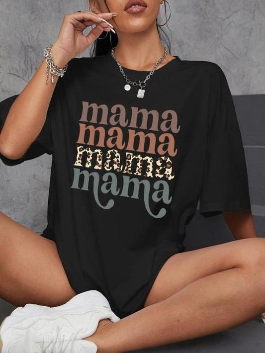 Women's Letter Print Drop Shoulder Crewneck Tee, 2024 Trendy Women Outfits, Casual Half Sleeve Round Neck T-shirt for...