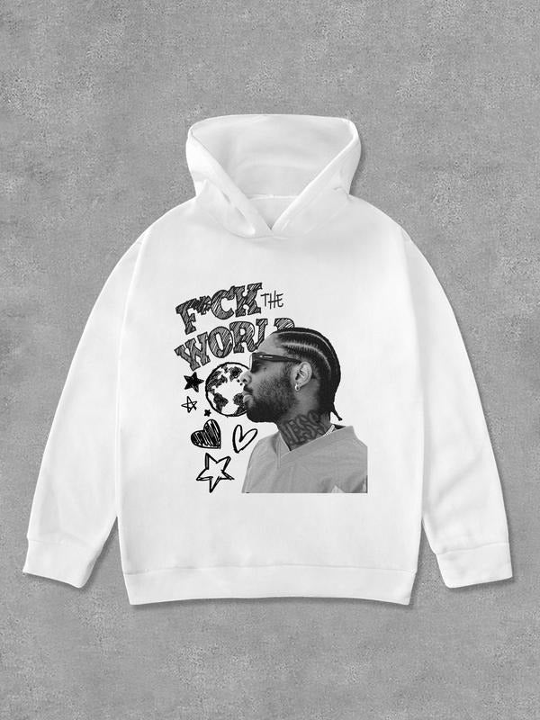 Women's Letter Print Drop Shoulder Hoodie, Fashion Casual Long Sleeve Hooded Sweatshirt for Daily Holiday Outdoor Wear,...
