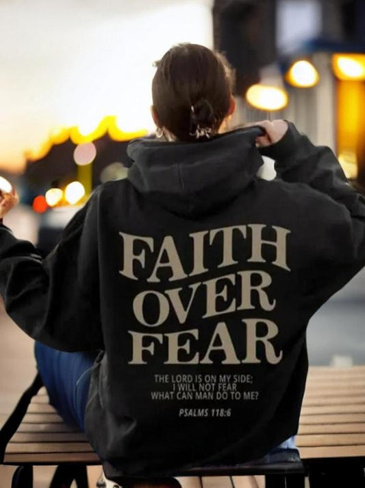 Women's Letter Print Drop Shoulder Long Sleeve Hoodie, Casual Drawstring Pocket Hooded Sweatshirt for Daily Holiday...