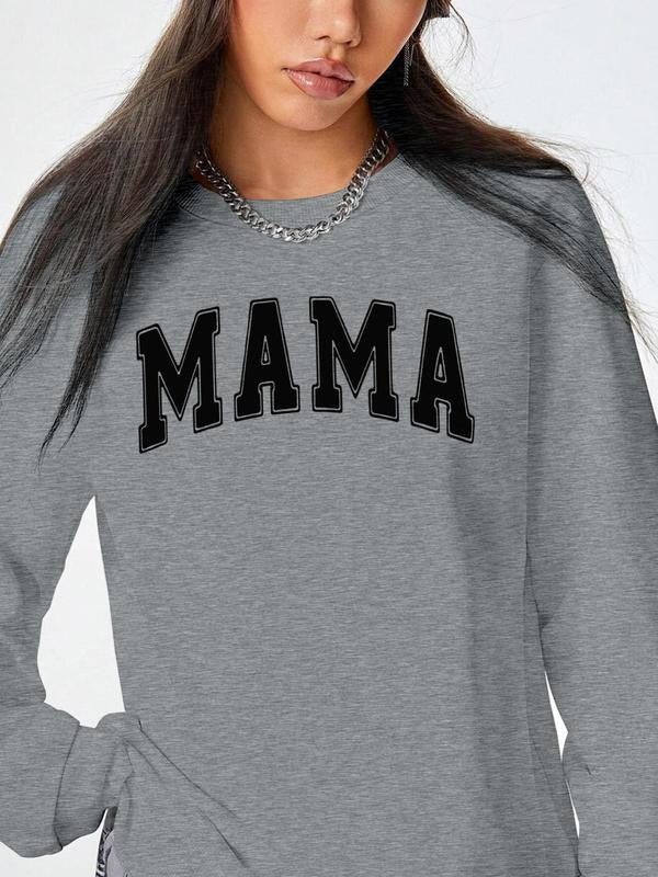 Women's Letter Print Drop Shoulder Sweatshirt, Casual Long Sleeve Crew Neck Sweatshirt for Fall & Winter, Women's Clothes...