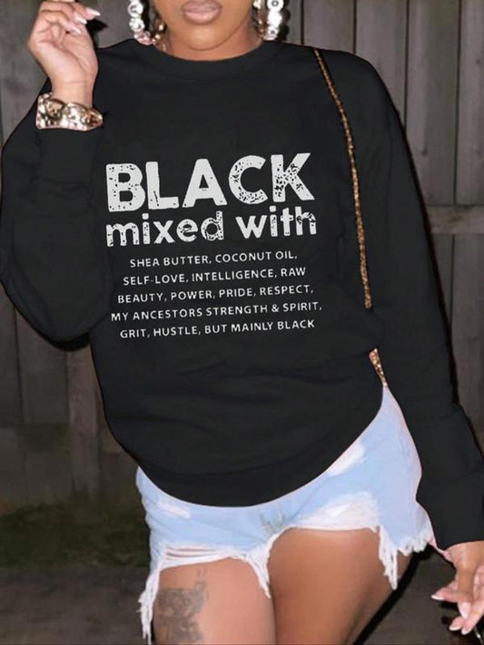 Women's Letter Print Drop Shoulder Sweatshirt, Casual Long-Sleeve Round Neck Pullover For Spring & Fall, Women's Clothes...