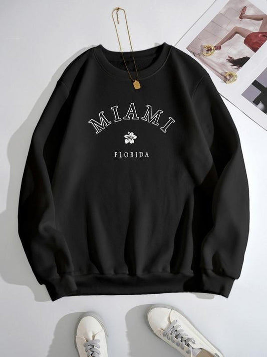 Women's Letter Print Drop Shoulder Sweatshirt, Casual Long-Sleeve Round Neck Pullover For Spring & Fall, Women's Clothes...