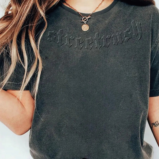 Women's Letter Print Drop Shoulder Tee, Casual Short Sleeve Round Neck T-shirt for Summer, Women's Top for Daily...