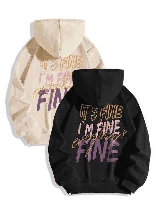 Women's Letter Print Pocket Drawstring Hoodie, Casual Long Sleeve Hooded Pullover for Fall & Winter, Women's Clothes for...