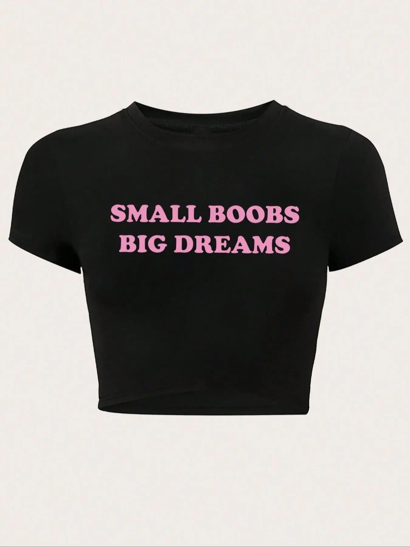 Women's Letter Print Round Neck Crop Tee, Fashion Casual Crew Neck Short Sleeve T-shirt for Daily Holiday Vacation...