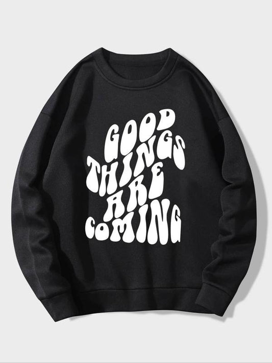 Women's Letter Print Round Neck Sweatshirt, Fashion Casual Crew Neck Long Sleeve Pullover for Daily Holiday Outdoor Wear,...