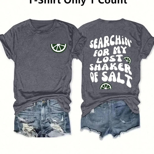Women's Letter Print Round Neck Tee As Halloween Gift, Casual Short Sleeve Crew Neck T-shirt for Daily Wear, Ladies...