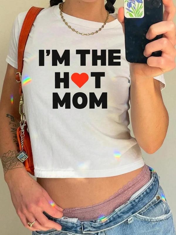 Women's Letter Print Round Neck Tee, Casual Short Sleeve Crew Neck T-shirt for Daily Wear, Ladies Clothes for Summer...