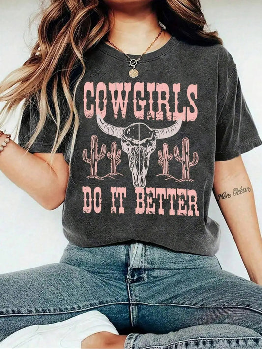 Women's Letter Print Round Neck Tee, Casual Short Sleeve T-shirt for Daily Wear, Ladies Summer Tops Hoodie, Sweatshirt