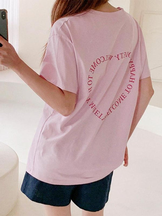 Women's Letter Print Round Neck Tee, Fashion Casual Crew Neck T-Shirt for Daily Holiday Vacation Outdoor Wear, Ladies...