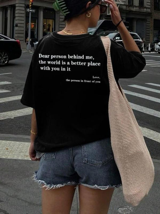 Women's Letter Print Round Neck Tee, Fashion Casual Crew Neck T-Shirt for Daily Holiday Vacation Outdoor Wear, Ladies...